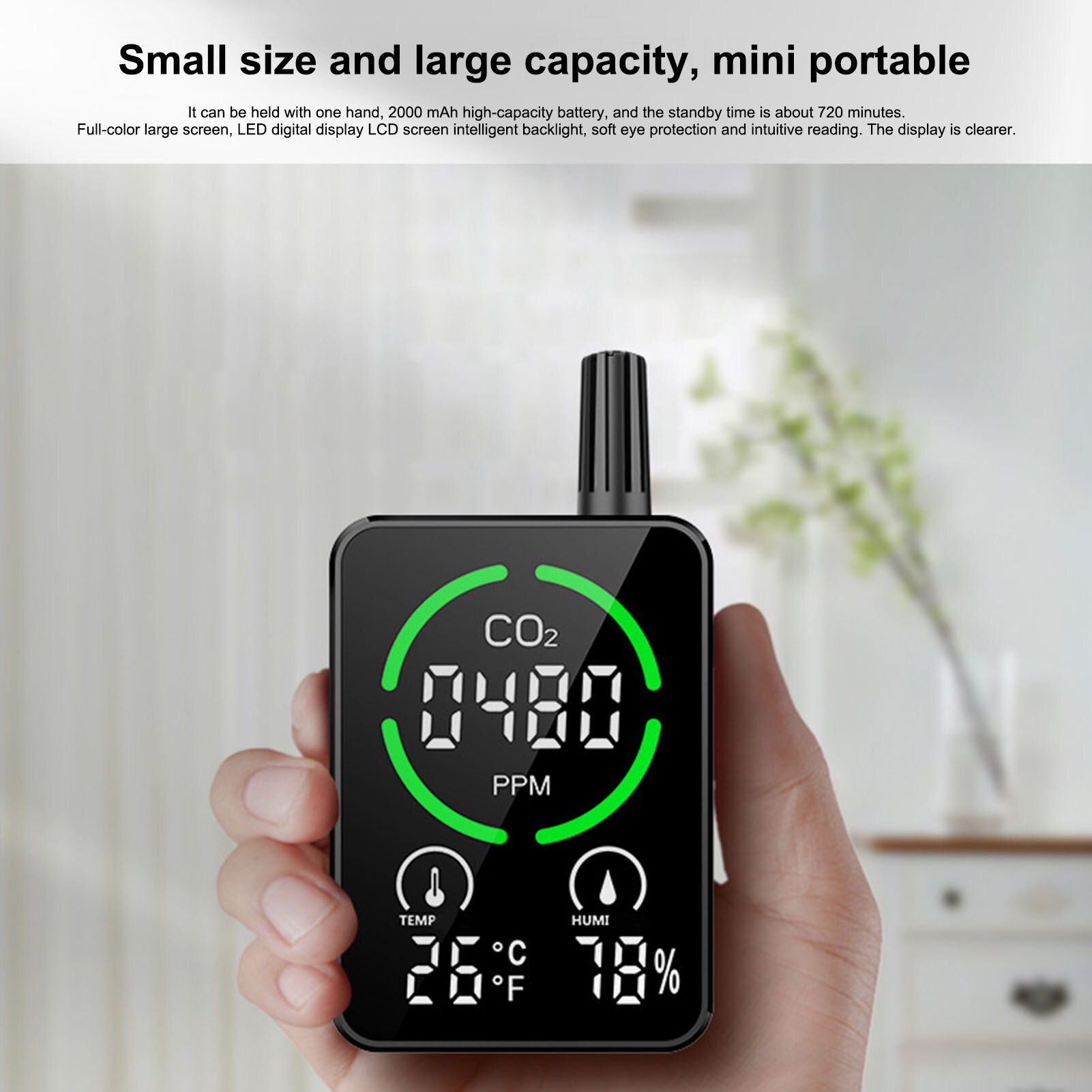 CO2 Meter Digitale Temperatur Feuchtigkeit Sensor Tester Luft Temperatur Und Feuchtigkeit Sensor Mit Intelligente Alarm System