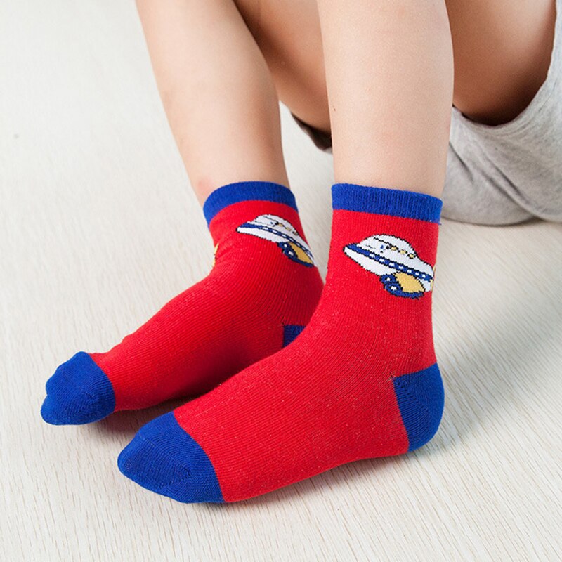 5pairs / SET Meias bebê dos desenhos animados listrado de algodão macio Crianças Boy Girl Curto Meias CAR Impressão da criança Crianças Piso Socks