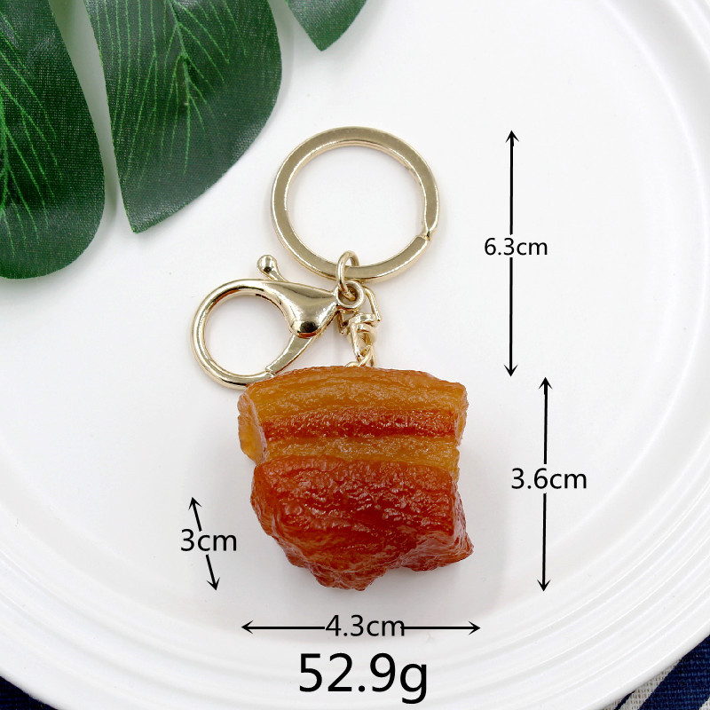 Simulated Food Pendant PVC Braised Pork Belly Model Keychains Car Key ChainPhone Pendant Keyrings Decoration: WHITE