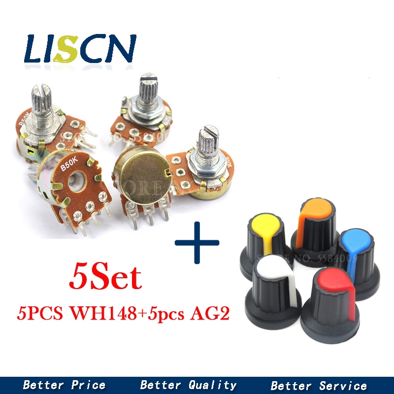 Lot De 20 Potentiomètres Ajustables 1K, 10K, 50K, 100K Ohms - Pour Circuits électroniques, Arduino - Taille 9.5x9.5x5 Mm - Rotation 270°