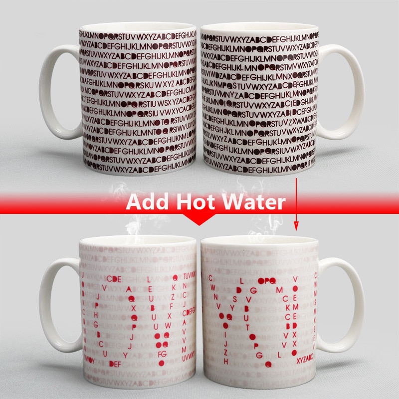 350mL Love Code Magic Mug I LOVE YOU Temperature Changing Cup Heat Sensitive Cup Coffee Tea Milk Mug Novelty