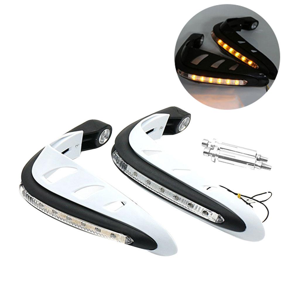 1 Pair Motorcycle Hand Guards Handlebar Hand Protector with LED Lights Motor Handguards Motocross Hand Guards Accessories: White Yellow Light