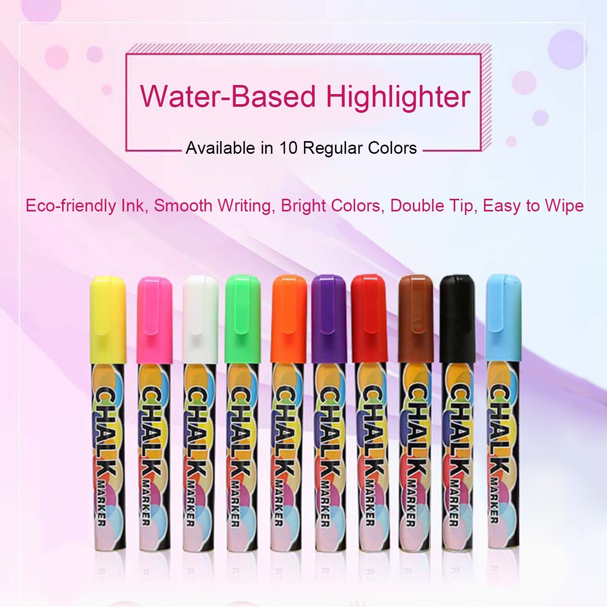 10 färger flytande krita markör svarta tavlan highlighter 6mm vändbara spetsar torr & våt radering för svarta tavlan svart tavla fönsterglas