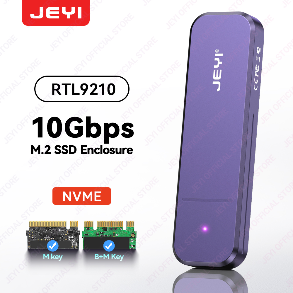 JEYI M.2 SSD Aluminum Enclosure with NVMe/SATA Dual-Protocol support | USB 3.2 10Gbps|Supports 2230/42/60/80 SSDs | UASP+TRIM: Gold