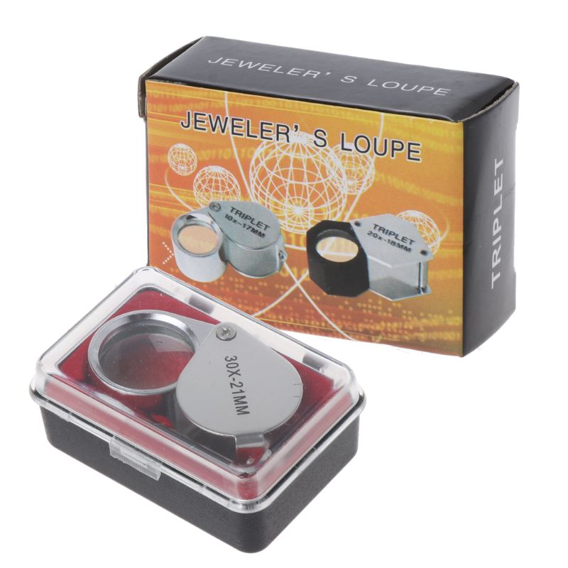 Jewelry Diamond Eye Loupe Magnifier Magnifying Glass Triplet Jewelers 30x21mm: Default Title