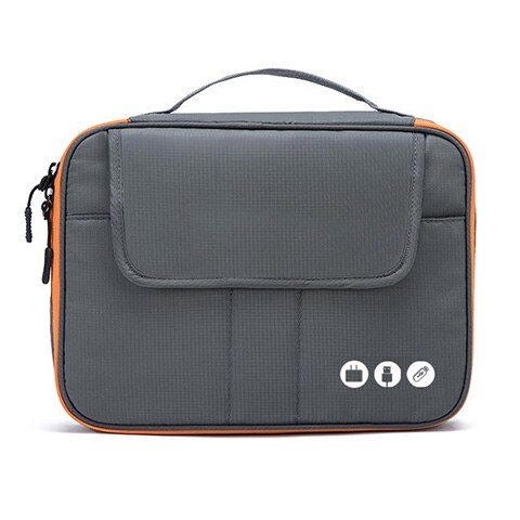 Acessórios eletrônicos de viagem acessórios, bolsa organizadora para viagem de nylon com 2 camadas tamanho perfeito adequado para i pad: Gray