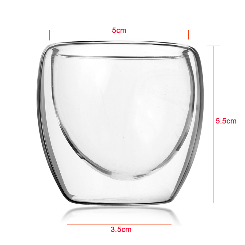 80 ml Double Wall Clear Handgemaakte Hittebestendige Mini KungFu Thee Drinken Cup Gezonde Drink Mok Koffie Cup Geïsoleerde glas