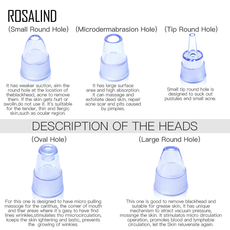 ROSALIND Blackhead Remover Facial Deep Cleaner Skin Care Pore Vacuum Acne Pimple Black Dot Remover Machine Skin Care Tools