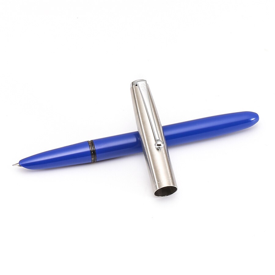 Jinhao Vision Fountain Pen, Steel Metal Cap, Nice Color Transparent Barrel, Fine Nib Office Finance School Student writing A6994: Blue