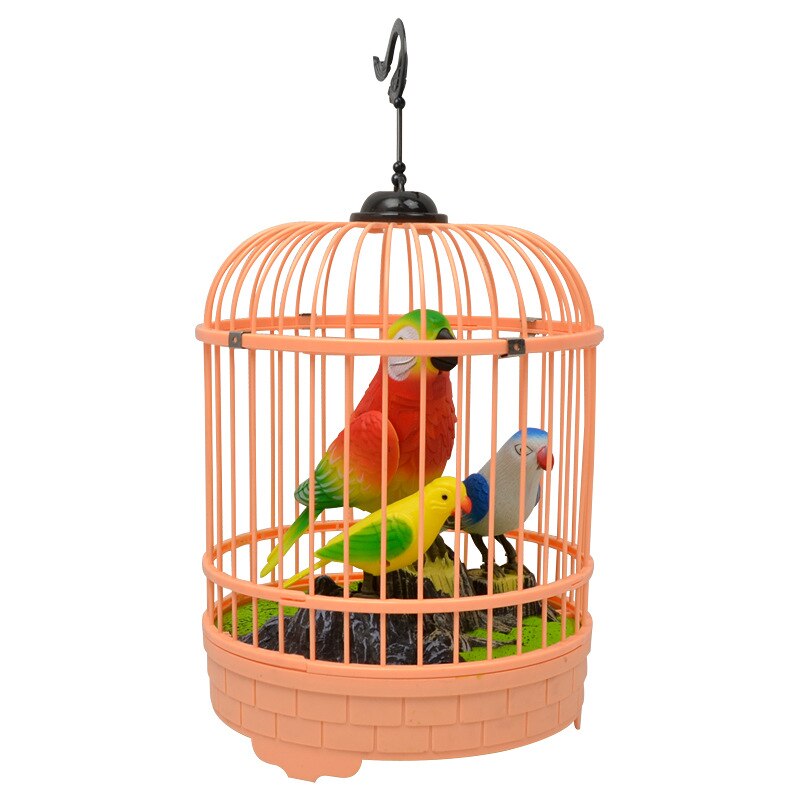 Voice Control Electric Simulation Induction Sing Move Bird Cage Birdcage Toy Home Decoration Garden Ornaments Chrismas