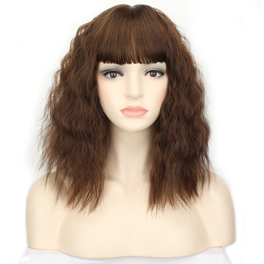 Female Synthetic Hair Extensions &amp; Wigs Curly 12inch Clip in Extension Hair Pieces Long High Temperature Fiber Dark/Light Brown