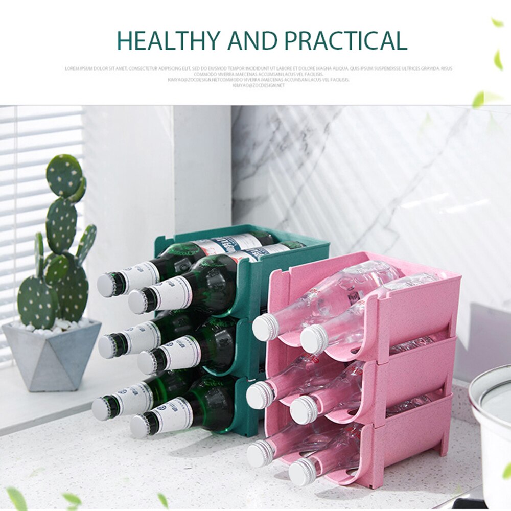 Anti-Fall Overlap Storage Rack Glass Beer Bottle Drink Holder Refrigerator Drawer Beverage Box Can Dispenser Space Saving Tray