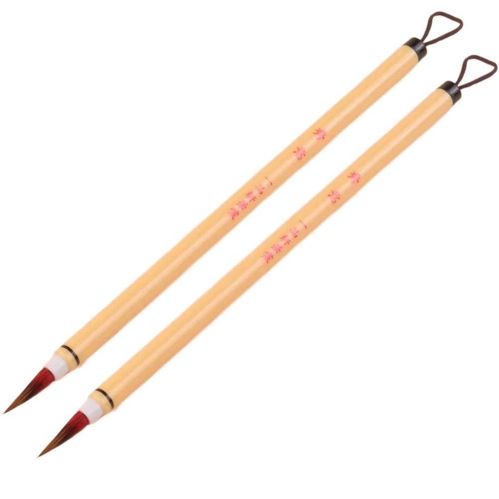 2 stk. håndlagde myke kinesiske pensler. 0.5cm lette malepenner for klassisk kinesisk pensel med mykt grep og krok.: Svart