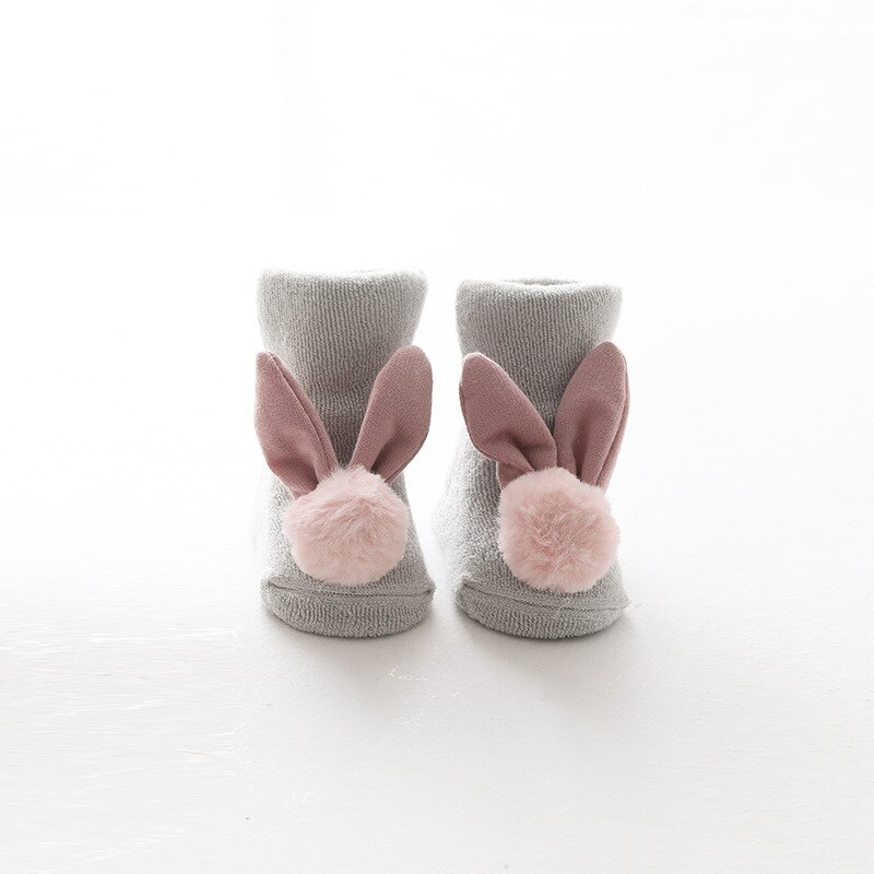Chaussettes antidérapantes pour bébé fille, mignonnes, à semelle en caoutchouc, avec nœud d'oreille de lapin, princesse, d'anniversaire pour -né: C7 / XS for 0-6 month