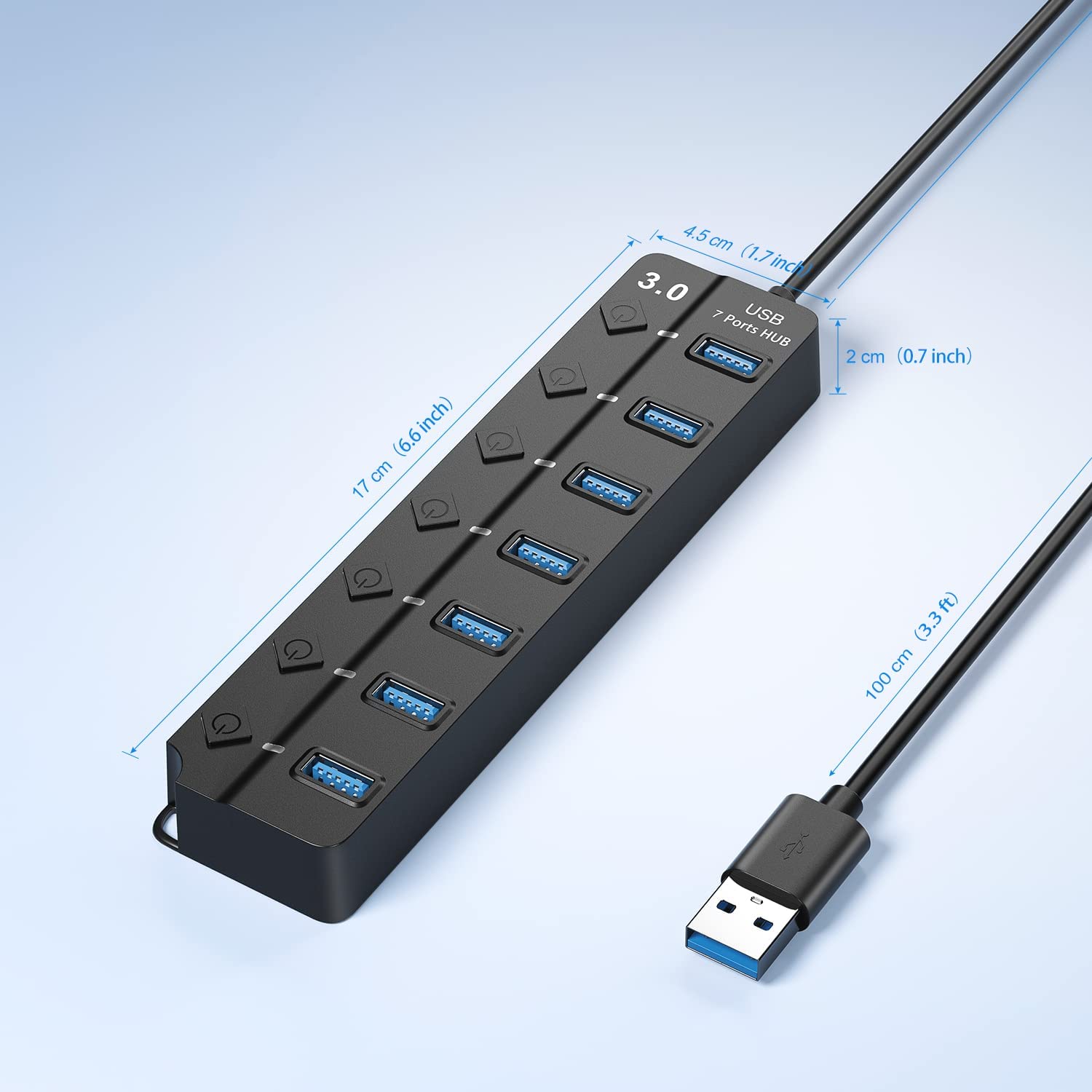 Usb 3.0 hub usb hub 2.0 multi usb splitter hub 100cm langt kabel multiudvidelse til computer bærbar pc tilbehør usb adapter