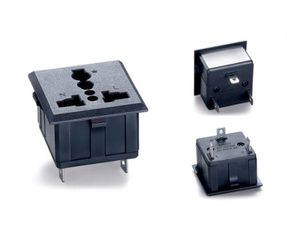 Chassis Female 3PIN Universal UK AU US Inline Socket Plug Adapter Industrial Power Connector Power Supply Output Outlet 13A/250V