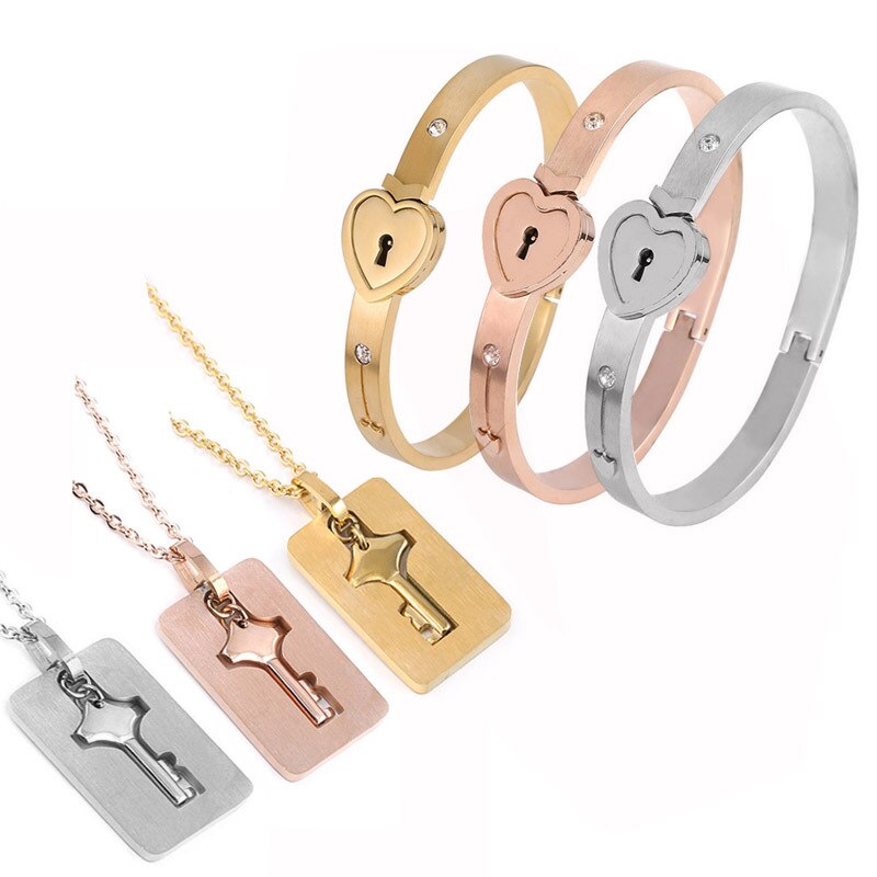 1 par til kæreste kæreste kærlighed lås armbånd med nøglehalskæde lille kærlighed jubilæum valentinsdag