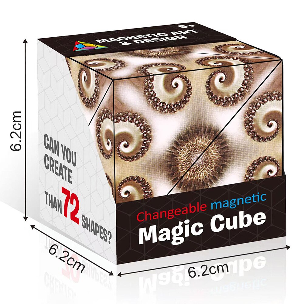 3d udskiftelige magnetiske magiske terninger til børn puslespil terning antistress legetøj voksne cubo fidget legetøj anti stress samling børnelegetøj: Brunt mønster