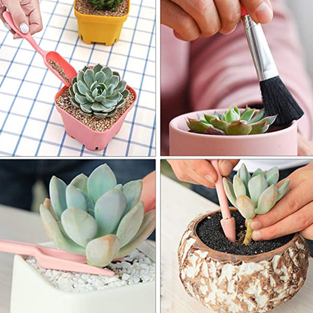 21 pçs/set rega semeadura escavando jardim plantador kit mini casa diy ferramenta clipe planta suculenta transplante