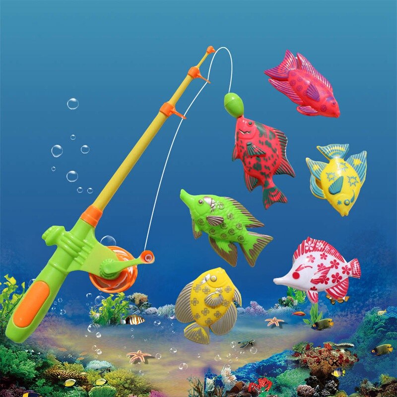 7Pcs Magnetische Vissen Speelgoed Voor Kinderen 6 Soorten Vis + 1 Hengel Set Groeiende Puzzel Fishing Game ouder-kind Speelgoed