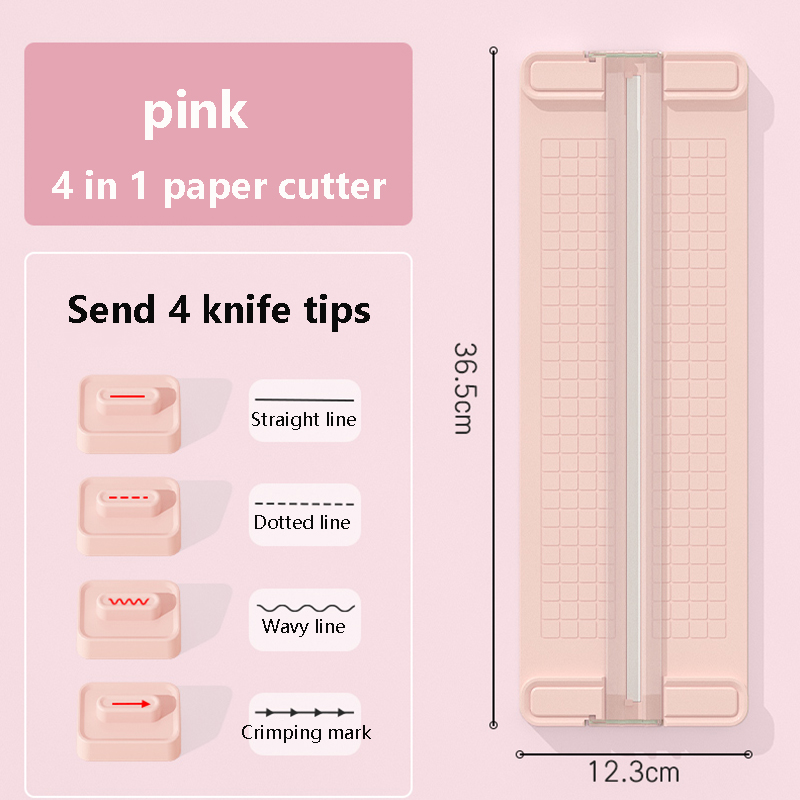 Cortador de papel bidireccional 4 en 1, cortador de papel manual para oficina, enviar 4 cabezales, para escuelas, oficinas y hogares, 1 ud.