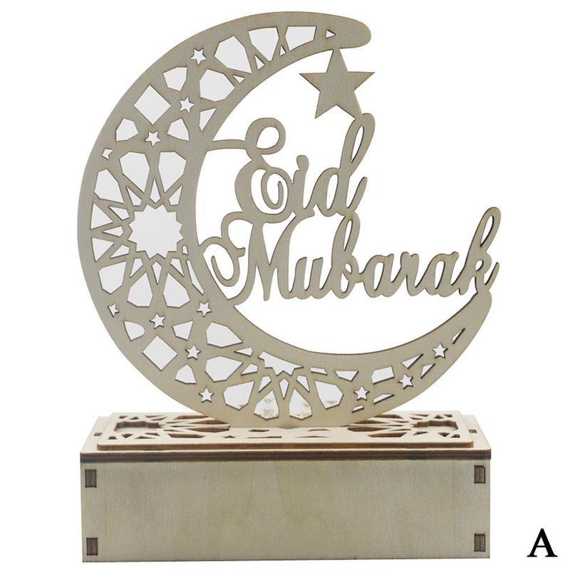 Eid-lámpara colgante de madera con forma de luna para mujer, colgante de Luna, letras caladas: A