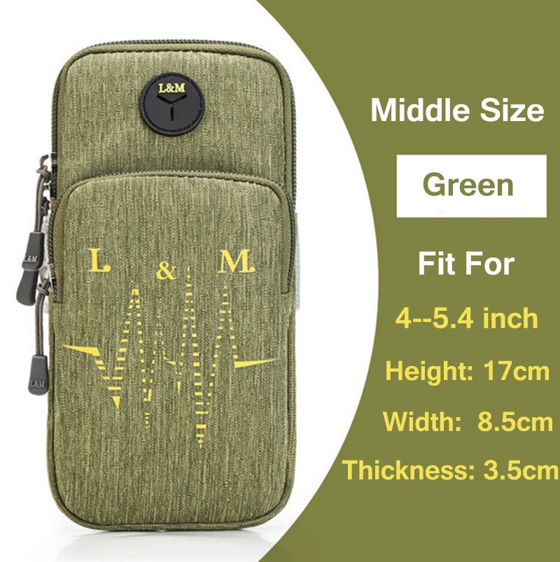 Braçadeira Para Sony Xperia XA/XA1/X/XP Universal Telefone Celular Bolsa de Transporte Esportes Execução Pacote Zip ao ar livre Mão Bolso Caso Faixa de Braço: For4-5.4inch Green