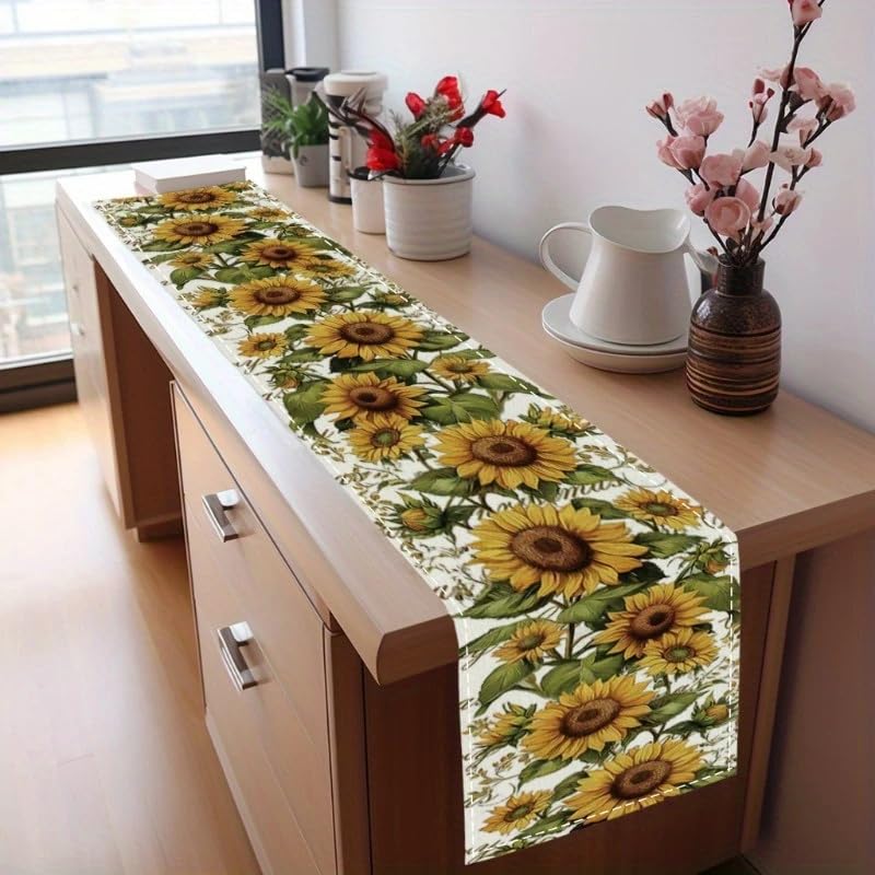 Fall Sunflower Table Runner 13x72 Inch Seasonal Autumn Farmhouse Table Runners for Dinning Kitchen Party Table Decoration