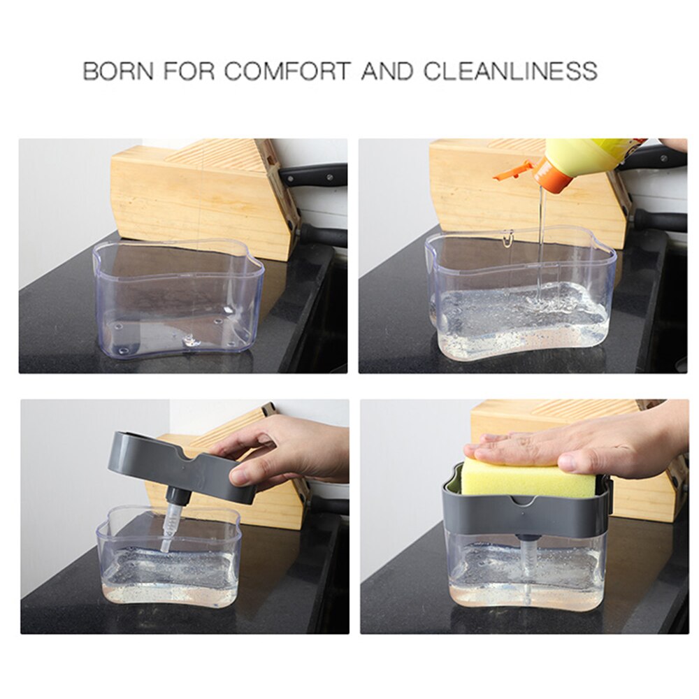 Zeep Pomp Dispenser Levert Zeep Pomp Dispenser Met Spons Houder 2-In-1 Container Huishoudelijke Producten Vloeibare Dispenser