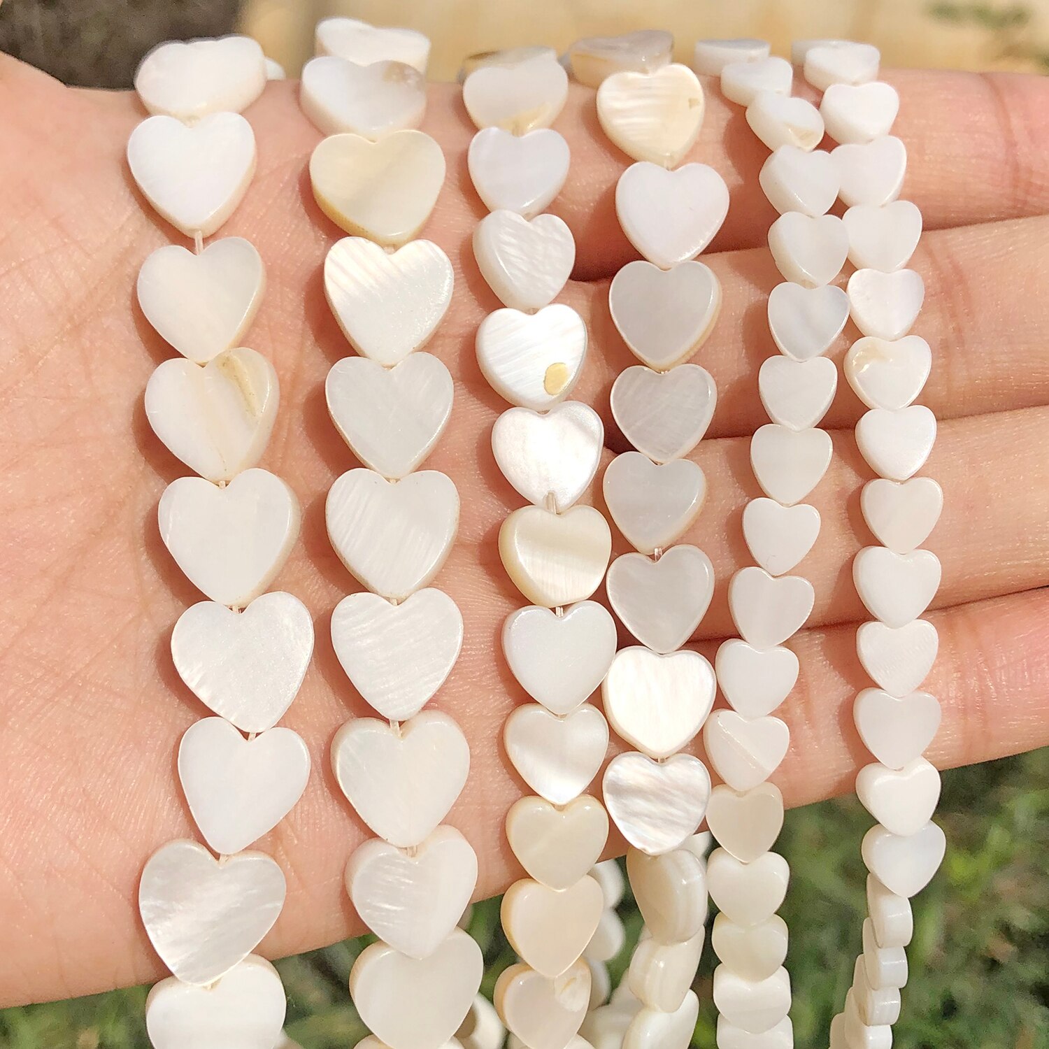 Natural White Love Heart Shell Mother Of Pearl Loose Spacer Beads for Jewelry Making DIY Handmade Bracelet Necklace 6 8 10mm: 10mm 38pcs