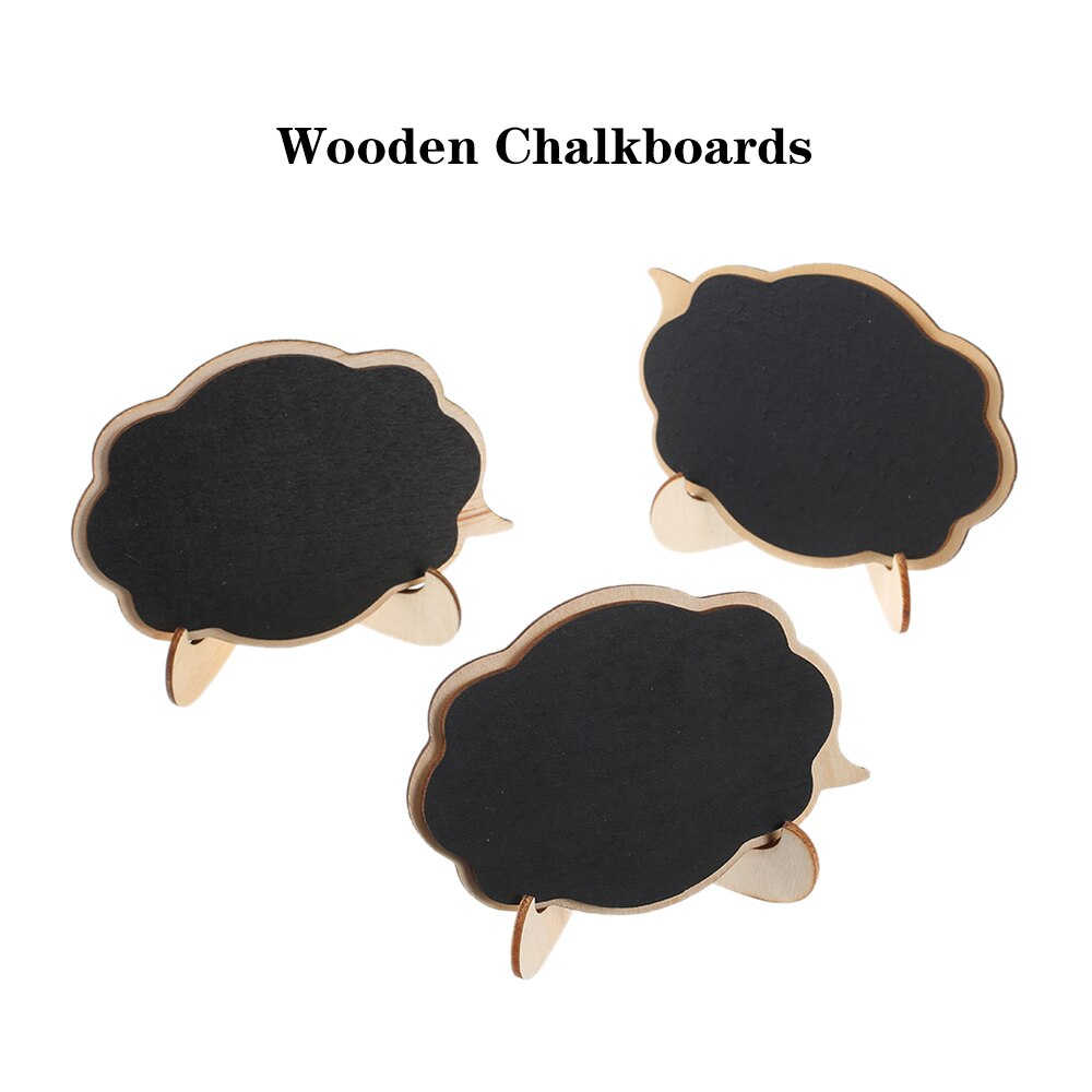 1/10pcs 3D Mini Thicker Black Chalkboards with Easel Stand Wooden Small Message Board Signs for Weddings Party Decoration