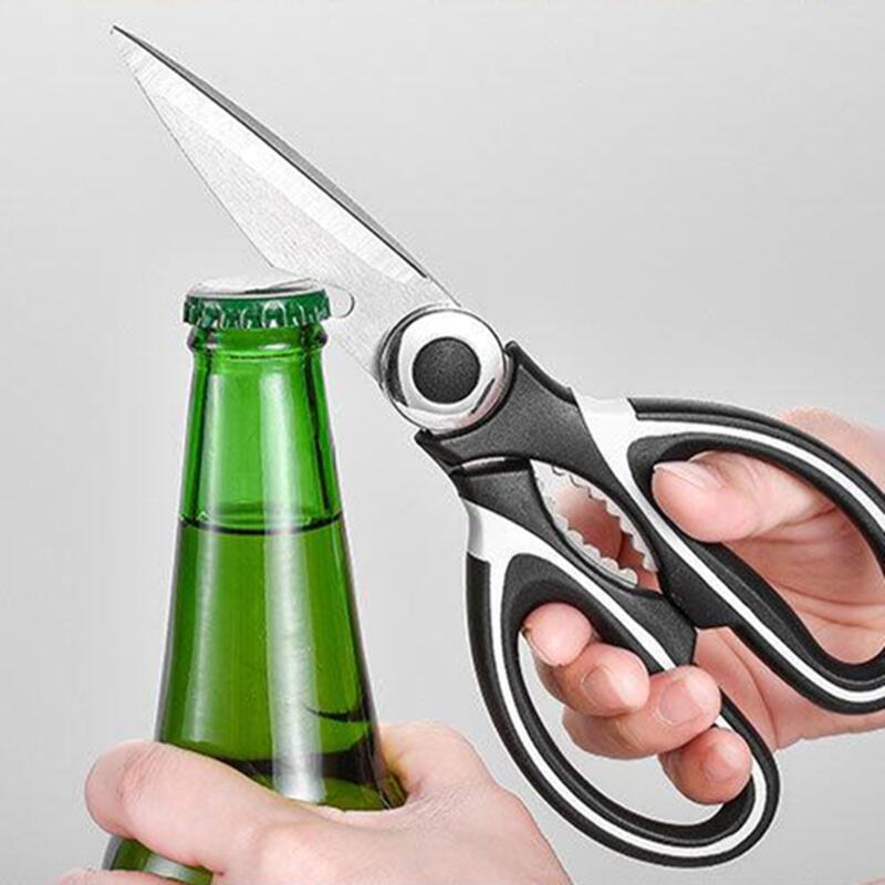 Tijeras de cocina multifuncionales, cuchillo de corte de acero inoxidable para pescado, pollo, Chef, dispositivo, herramientas, accesorios, botella abierta