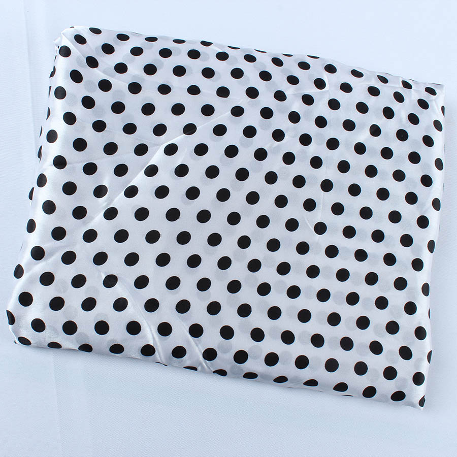 10mm polka dot printed Satin fabric Dress Linings Making 150cm wide by meter: White (background)