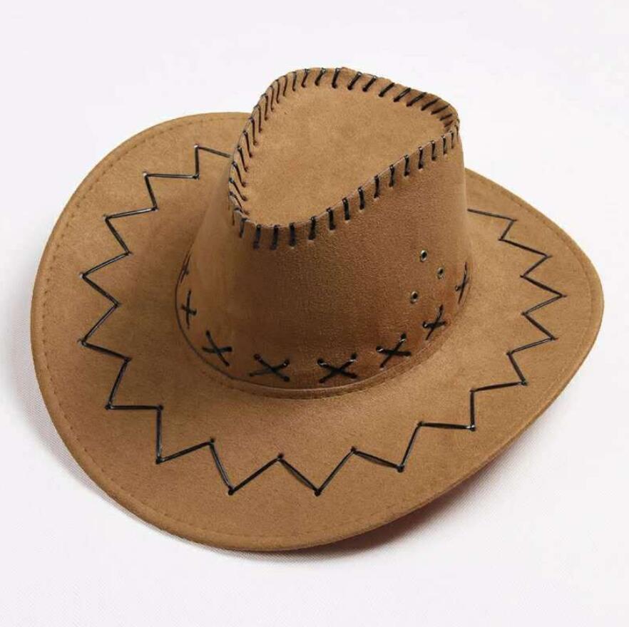 Mænd kvinder cowboy hat top hat vintage bred skygge hovedbeklædning kasket western cowboy hat jazz cap solhat