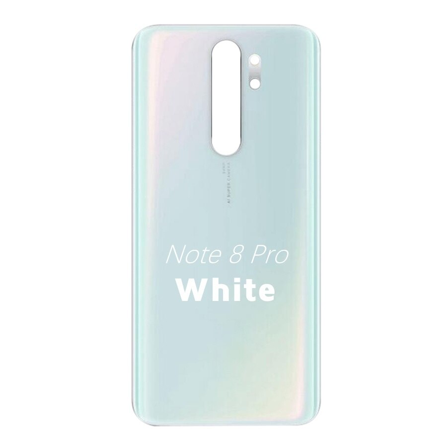 Voltar vidro capa para xiaomi redmi note8 nota 8 pro bateria capa traseira habitação painel da porta substituição + adheisve adesivo m1908c3jh: Note8 Pro-White