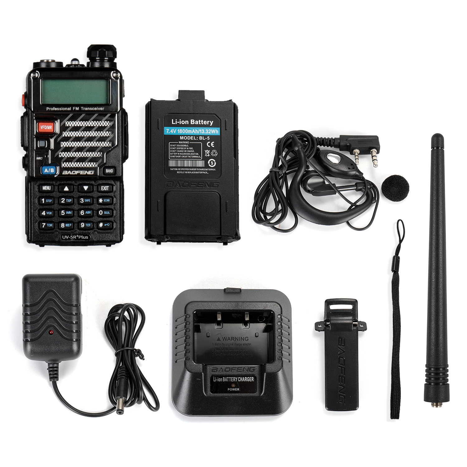 BAOFENG UV-5R+ Plus Two Way Radio, Long Range for Adults Rechargeable with Earpiece, Walkie Talkie for Outdoors