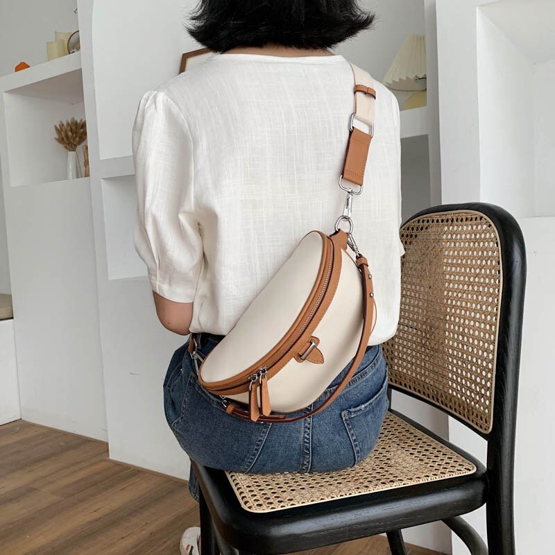 Casual Pu Lederen Taille Tassen Voor Vrouwen Rits Schouder Tas Dame Borst Crossbody Vrouwen Handtassen