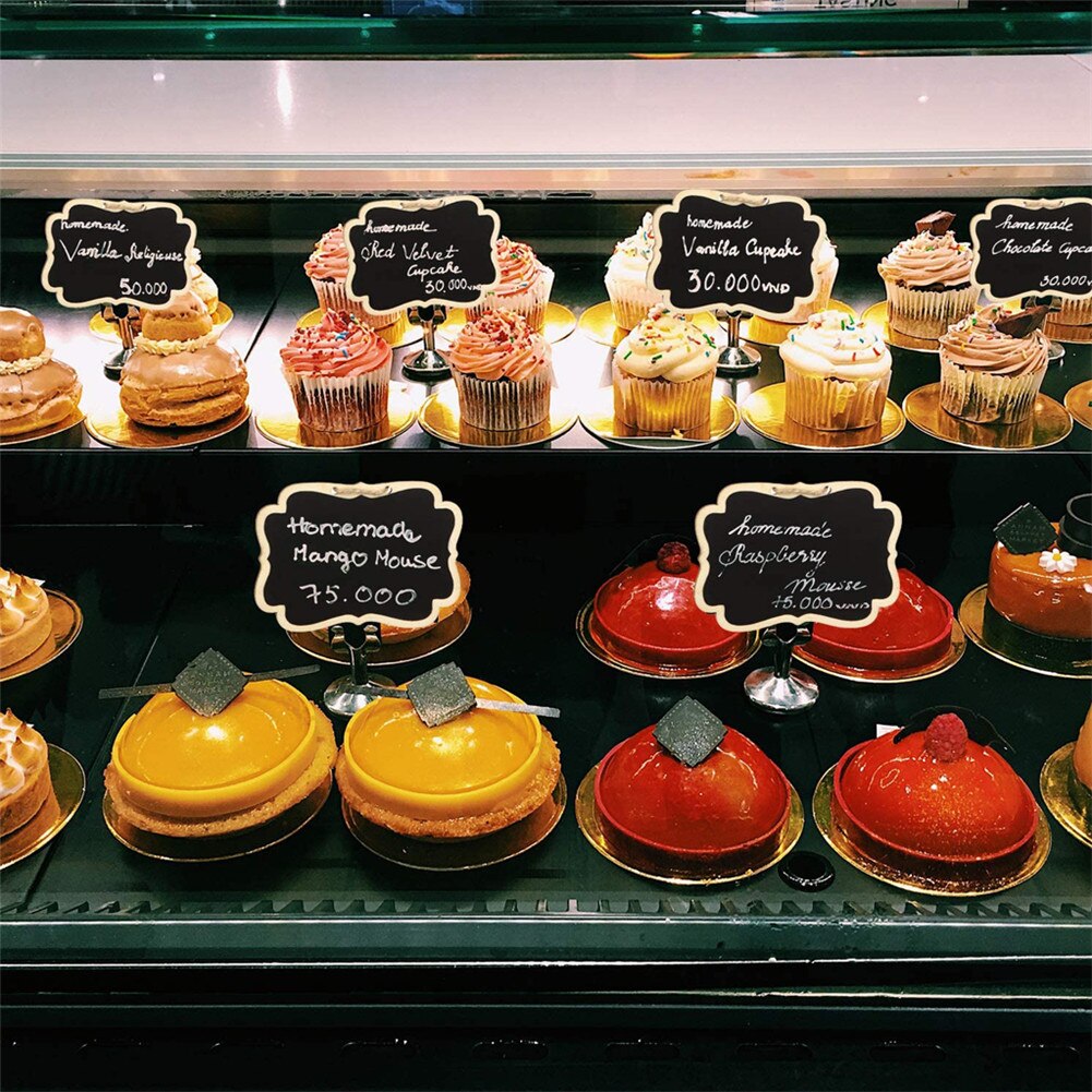 12 stk / sæt mini rektangel træ tavle tavle dobbelt side opslagstavle