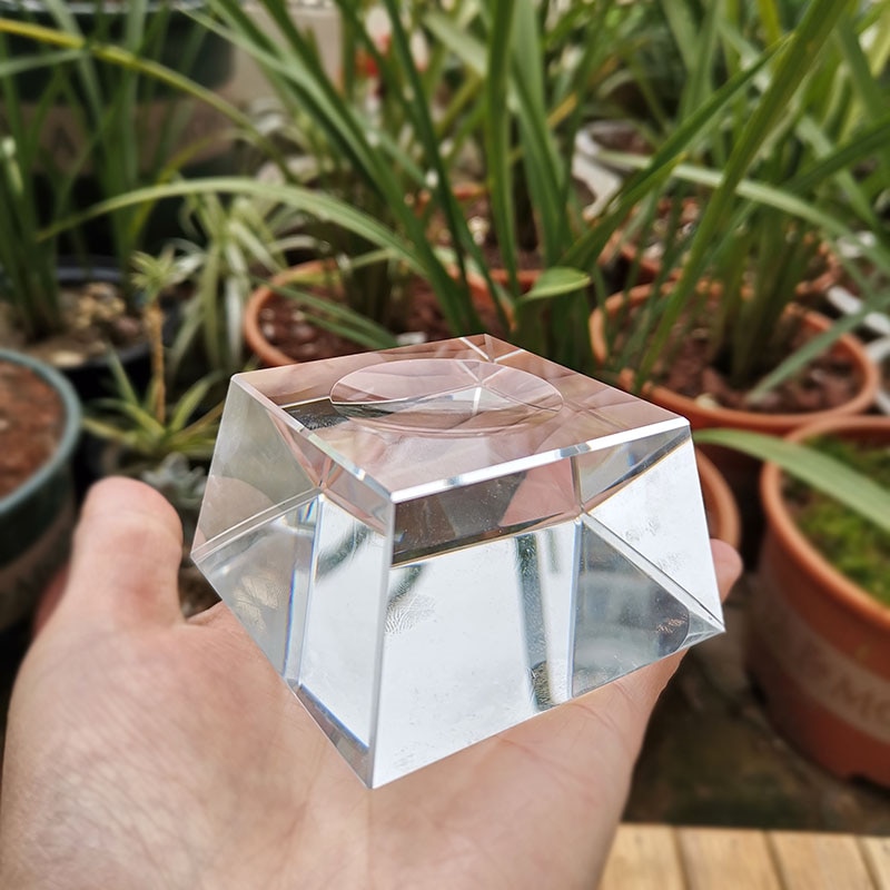 1 stk gjennomsiktig glass trapesformet fordypning krystallkule vise utgangspunkt bordholder stativ hjem dekor dekorasjoner fest papirvekt