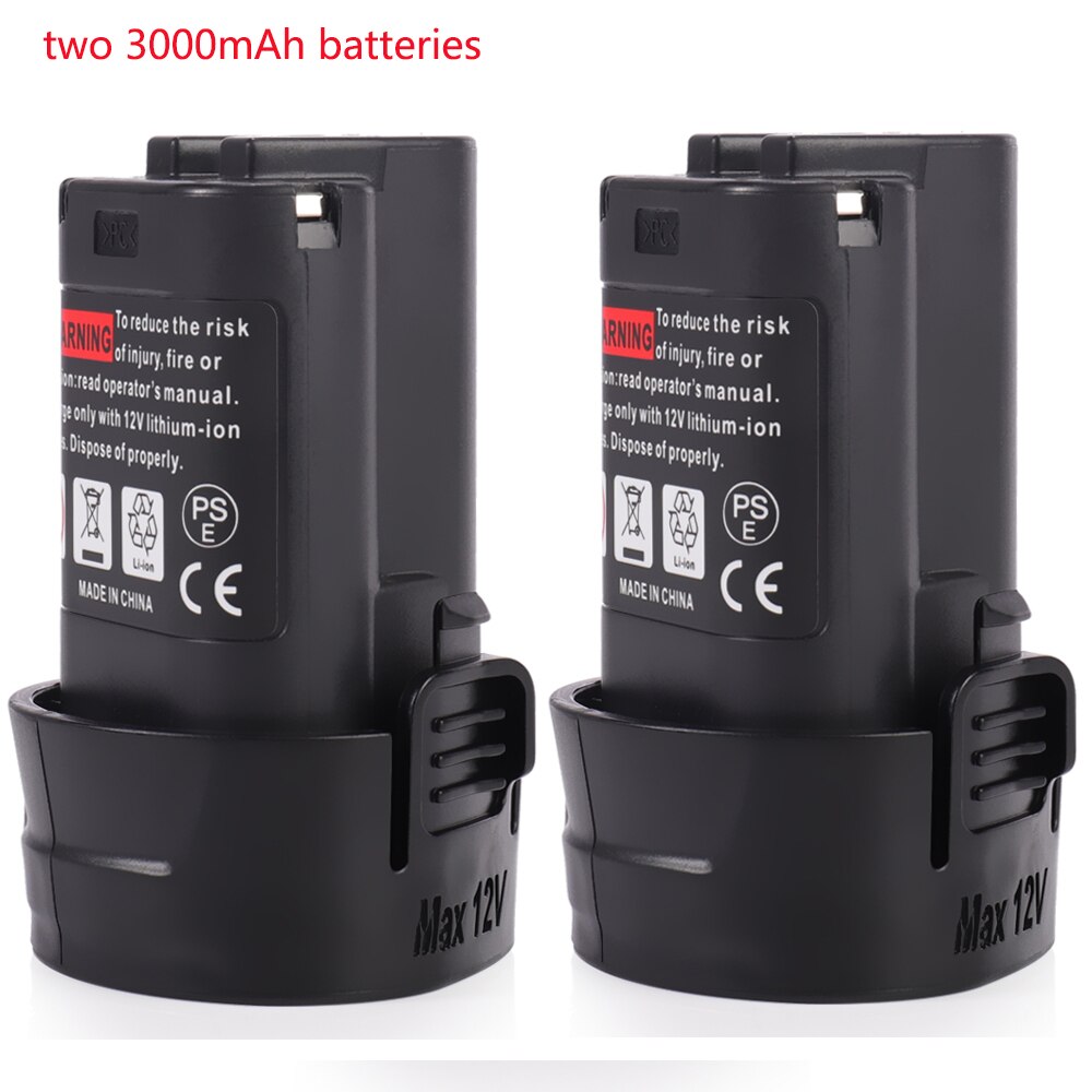 Eleoption 10.8V 3000Mah Lithium Batterij Voor Makita BL1013 TD090D TD090DW LCT203W LCT204 194550-6 &amp; 2000Mah: 2 batteries 3.0mAh