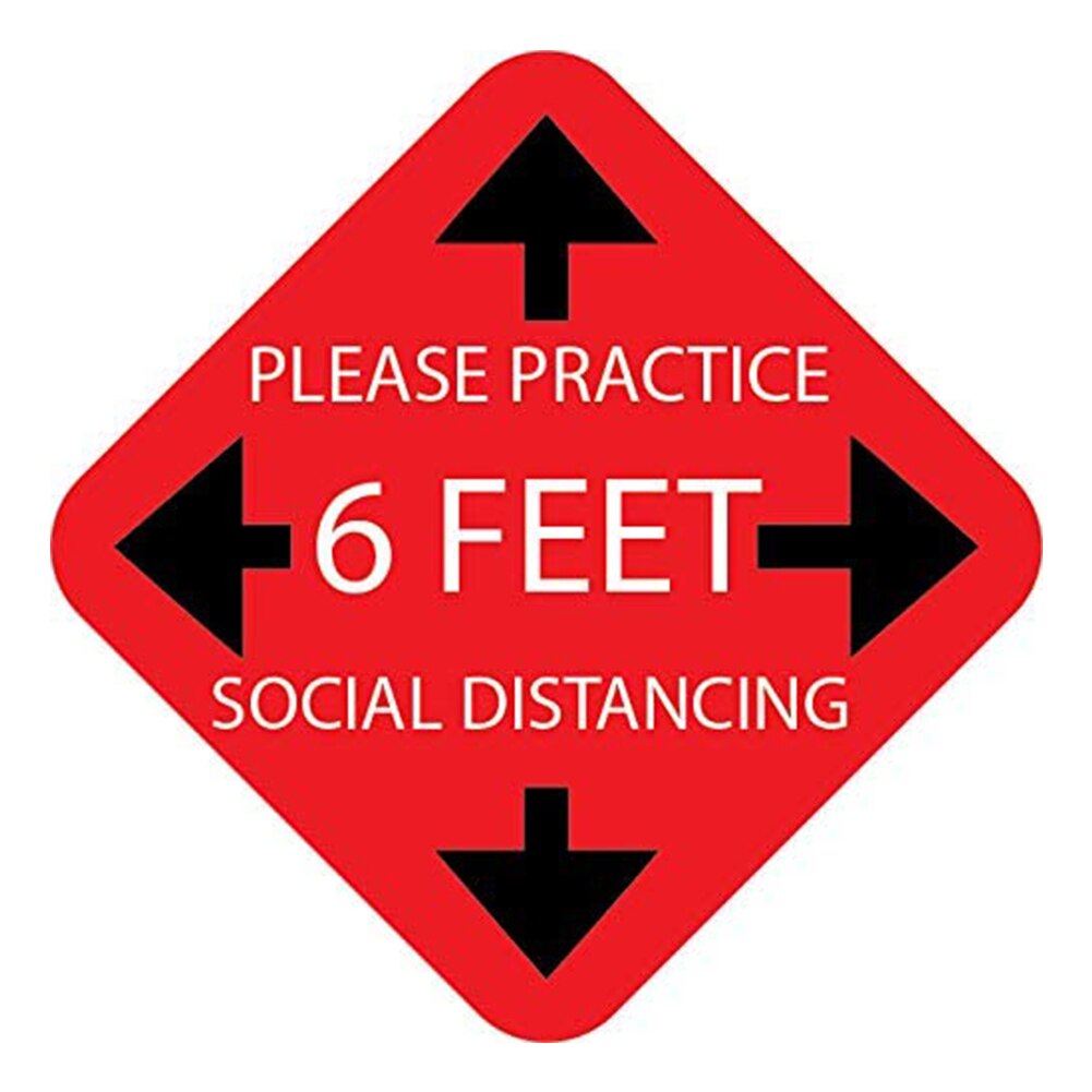 1PC Waterproof Social 6 Feet Distancing Floor Decal Outdoor Ground Sign Sticker for Grocery Stores Market Safety Distance Decals