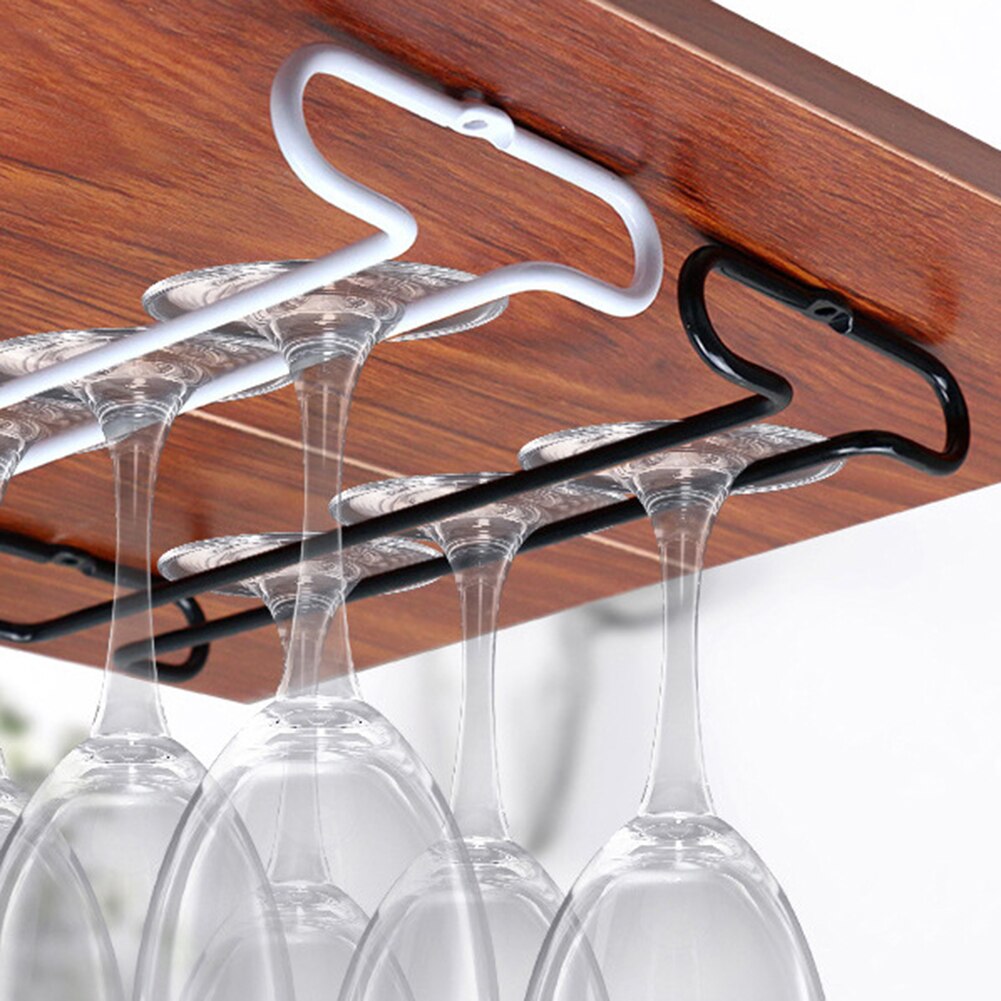 Køkken vinglas rack smedejern hængende bægerholder display stand bar stilkstål opbevaringsstativ skabe kopbøjle