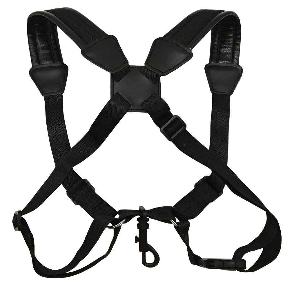 Saxofoon Schouderriem PU Gewatteerde Rug Harnas voor Alto Tenor Sopraan Bariton Sax Zwart