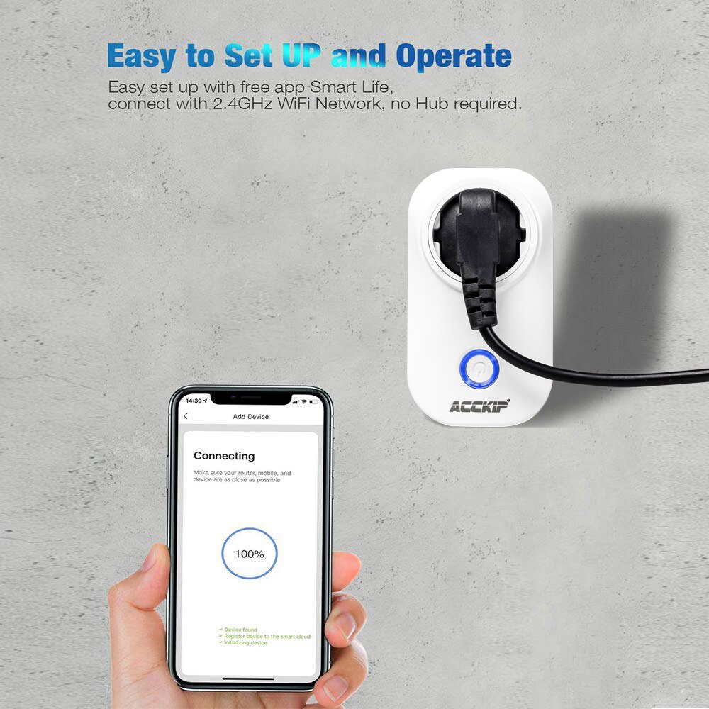 ACCKIP Italy Standard Wifi Smart Plug Tuya Smart 3 PIN Italy Plug Energy Monitoring Italy Socket with Mobile Remote Control