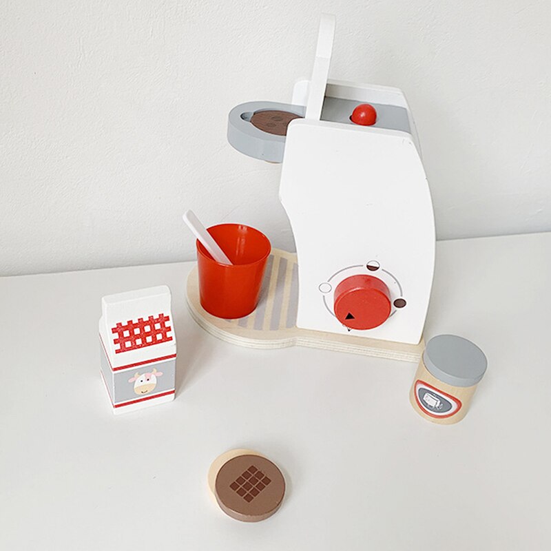 Kids Houten Pretend Play Sets Simulatie Broodroosters Brood Maker Koffie Machine Blender Bakken Kit Game Mixer Keuken Rol Speelgoed