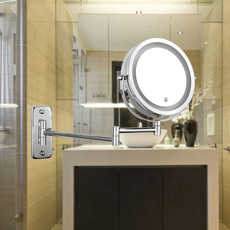 Bathroom Mirror, Wall Mounted Vanity Mirror with 10X Magnification, LED Touch Dimmer Vanity Mirror, Double Sided Cosmetic Mirror