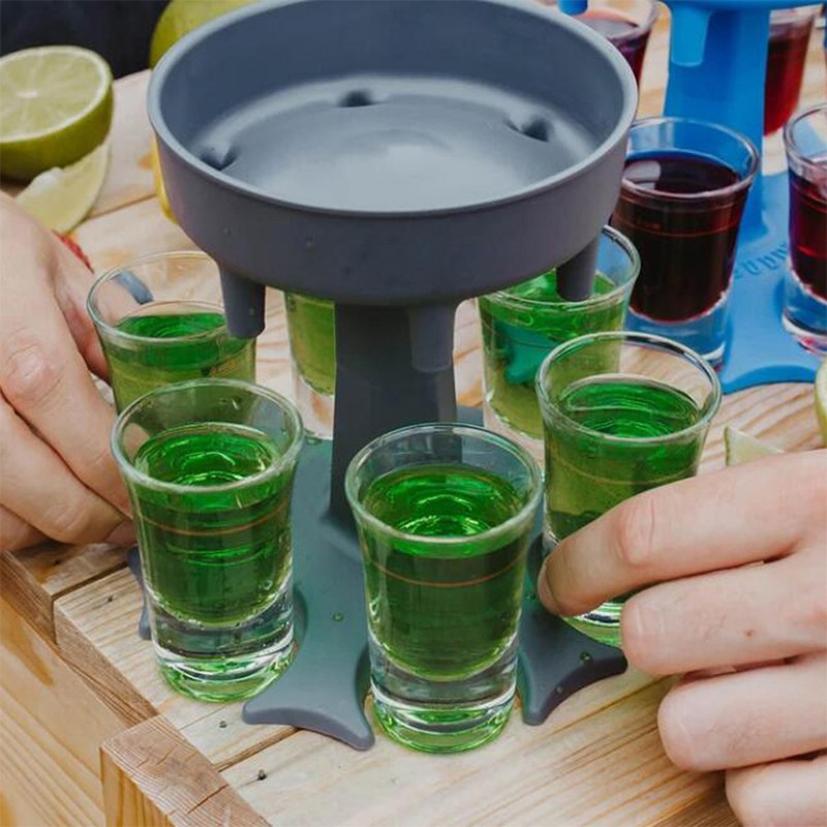 6 Shot Wine Glass Dispenser Holder Caddy Liquor Dispenser Party Beverage Drinking Games Glass Dispenser Party Bar Accessory