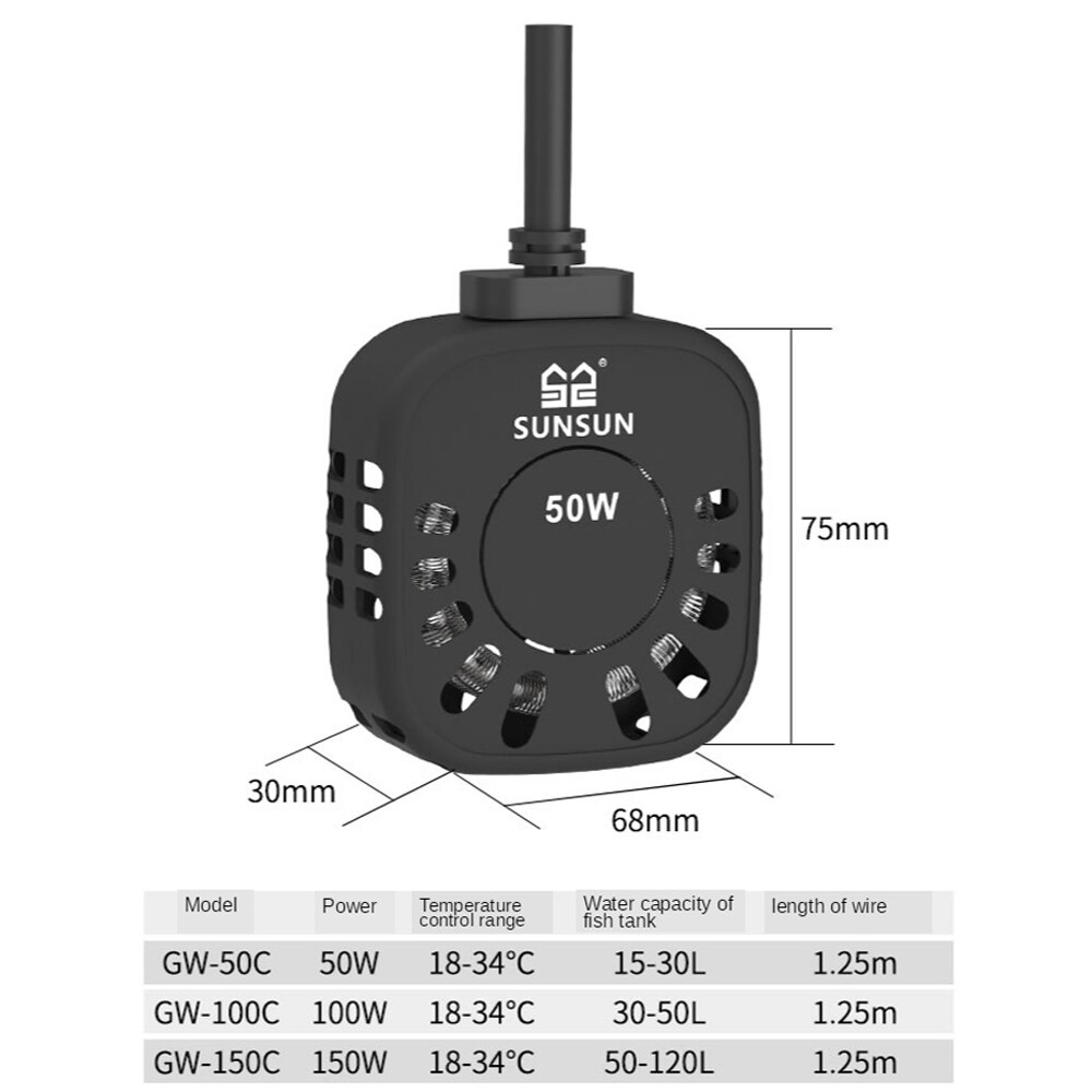 SUNSUN Mini Aquarium Turtle Heater with Protective Shell Tortoise Heating Rod Automatic Temperature Contorl for Fish Tank