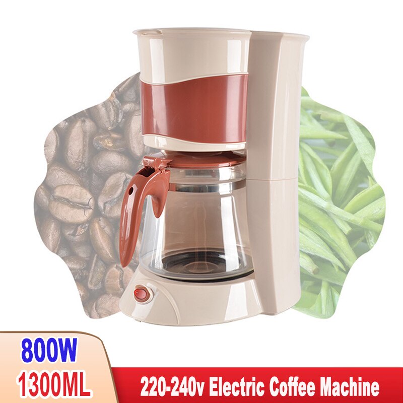 1300ml 800w automatisk kaffebryggare elektrisk kaffekanna moka kaffekokare av livsmedelskvalitet för bryggmaskin