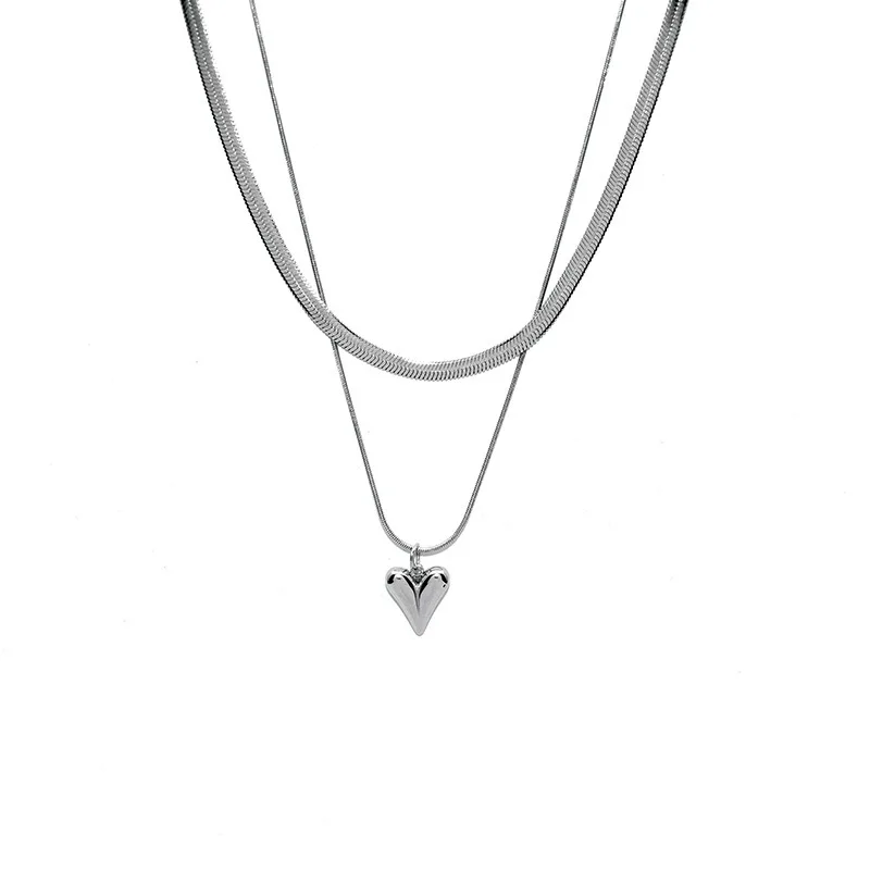Collier pendentif coeur d'amour à double couche pour femme, bijoux de cou simples, tour de cou gothique, JOJewelry, Y2k